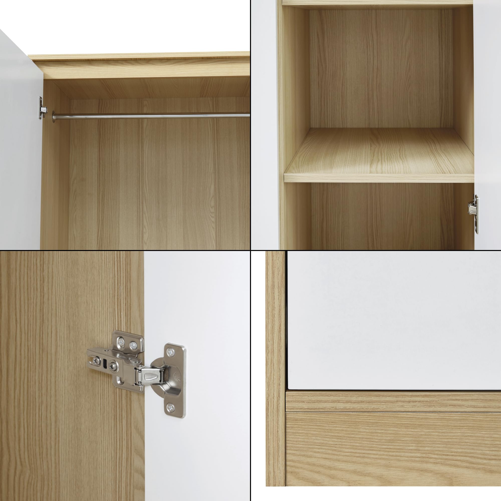 Armadio per Guardaroba con Ante Bianche 4 Scomparti 176 x 120 x 52 cm MDF Effetto Rovere