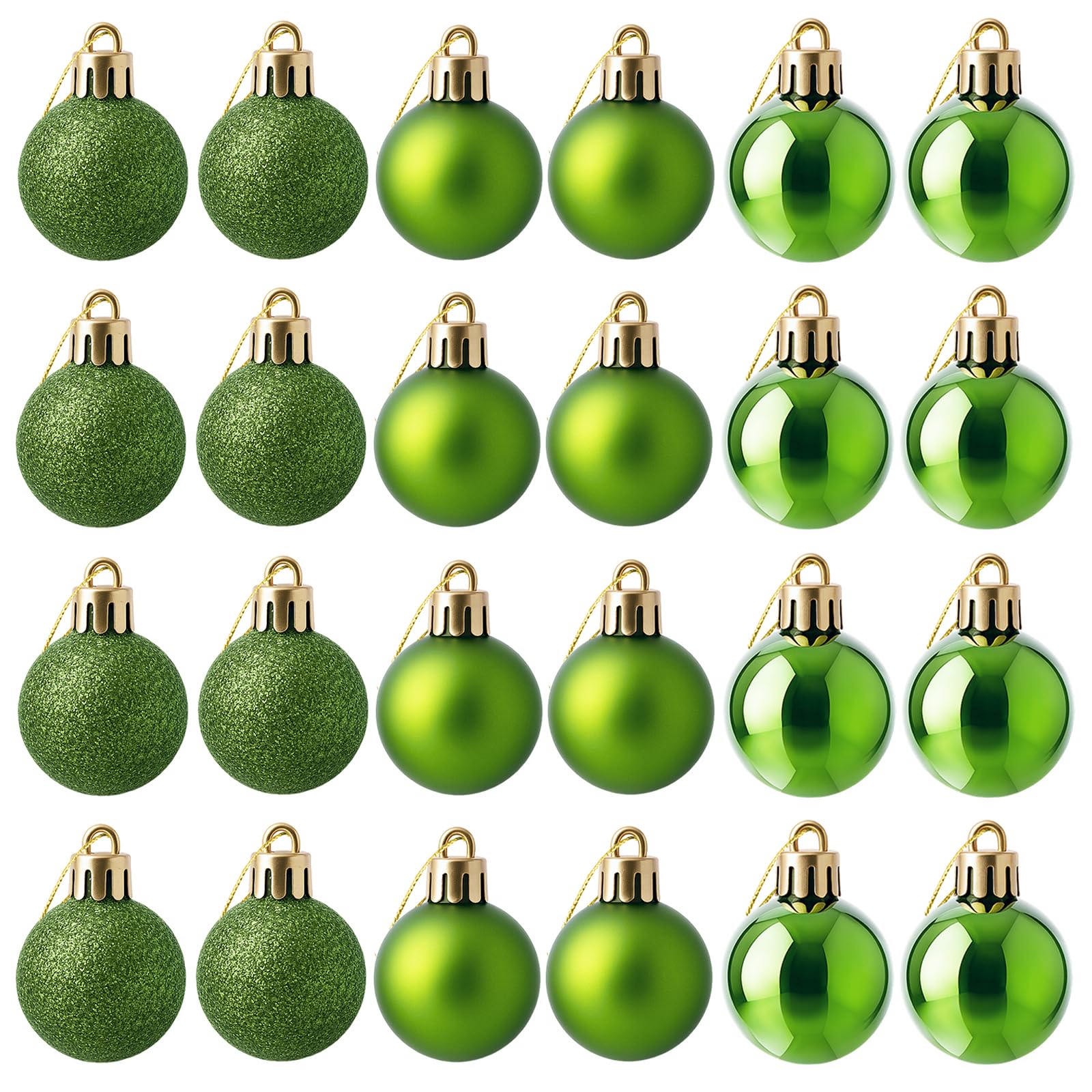 GOOTRADES Set of 24 Mini Shatterproof Christmas Balls Tree Ornaments Party Decoration, 3cm/1.18inch (Green)