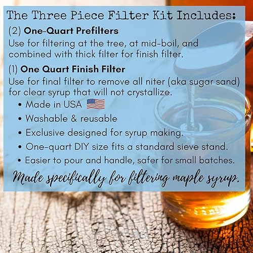 Miniatura 4 de Juego de filtros de jarabe de arce – 1 cuarto de galón (3 piezas) – Un filtro sintético resistente para fabricación de jarabe de arce y dos