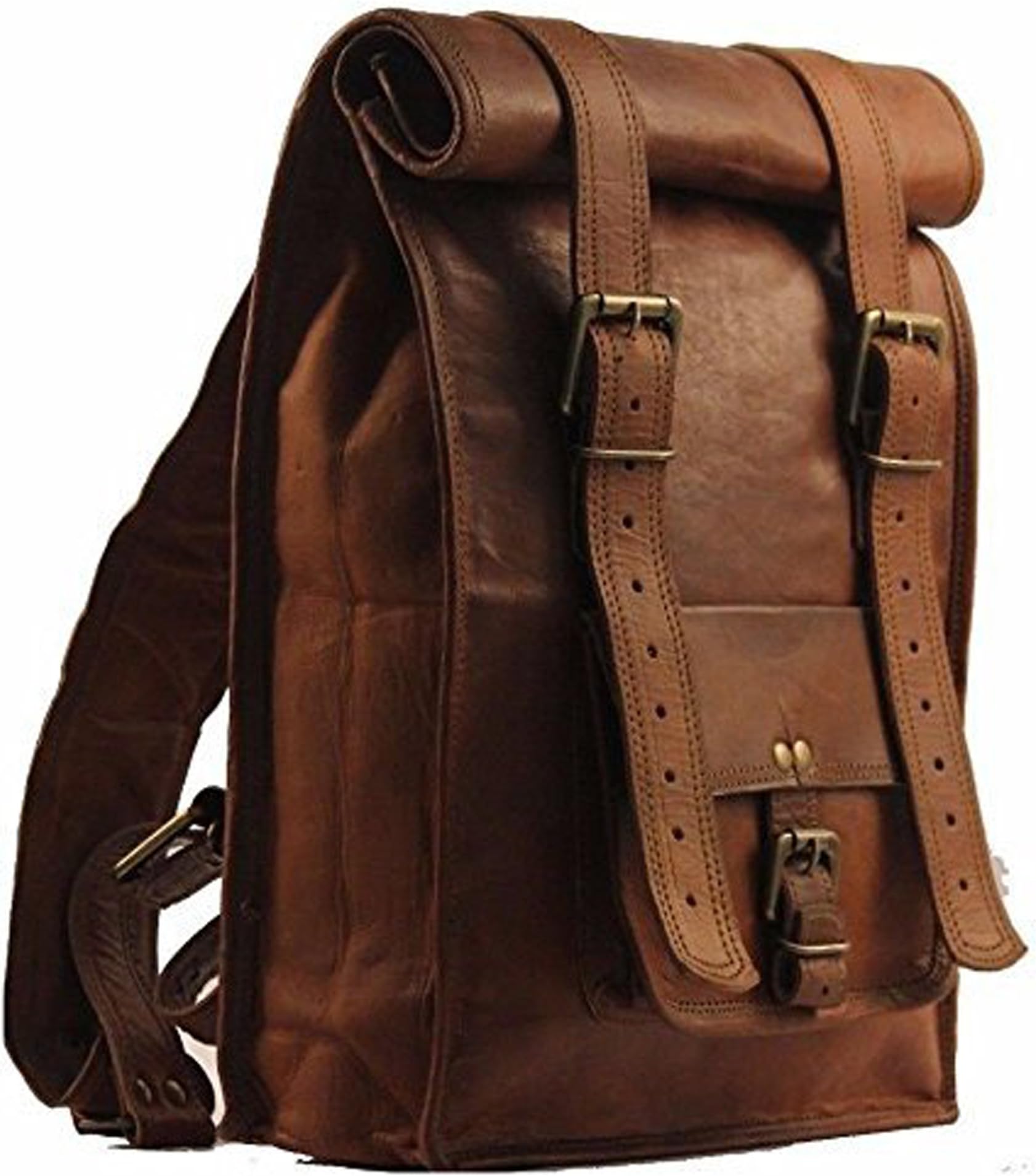 Unisex Genuine Leather 31 Ltr. Vintage Brown Traveling Backpack 14X23"-(BP118)