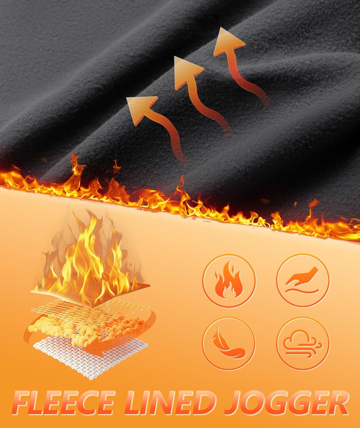 ZITY Mens Fleece Joggers Warm Winter Sweatpants with Zipper Pockets Workout Running Athletic Pants - Image 4