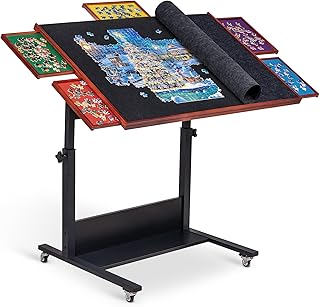 Comprar Becko US Mesa de rompecabezas de 1500 piezas, mesa inclinable con ajuste de altura, 5 bandejas de clasificación de colores con cubierta de fieltro a prueba de polvo, con 4 ruedas