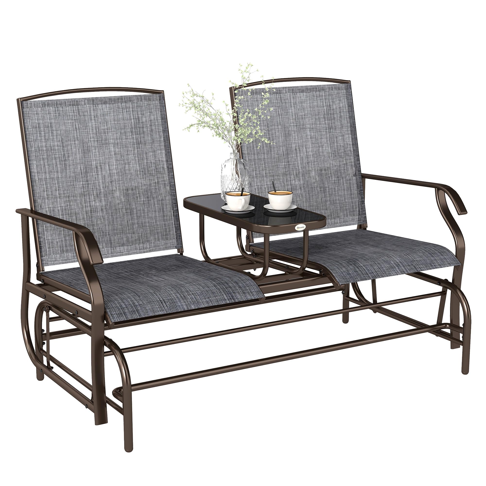 Amazon.com : Outsunny Outdoor Glider Bench with Center Table