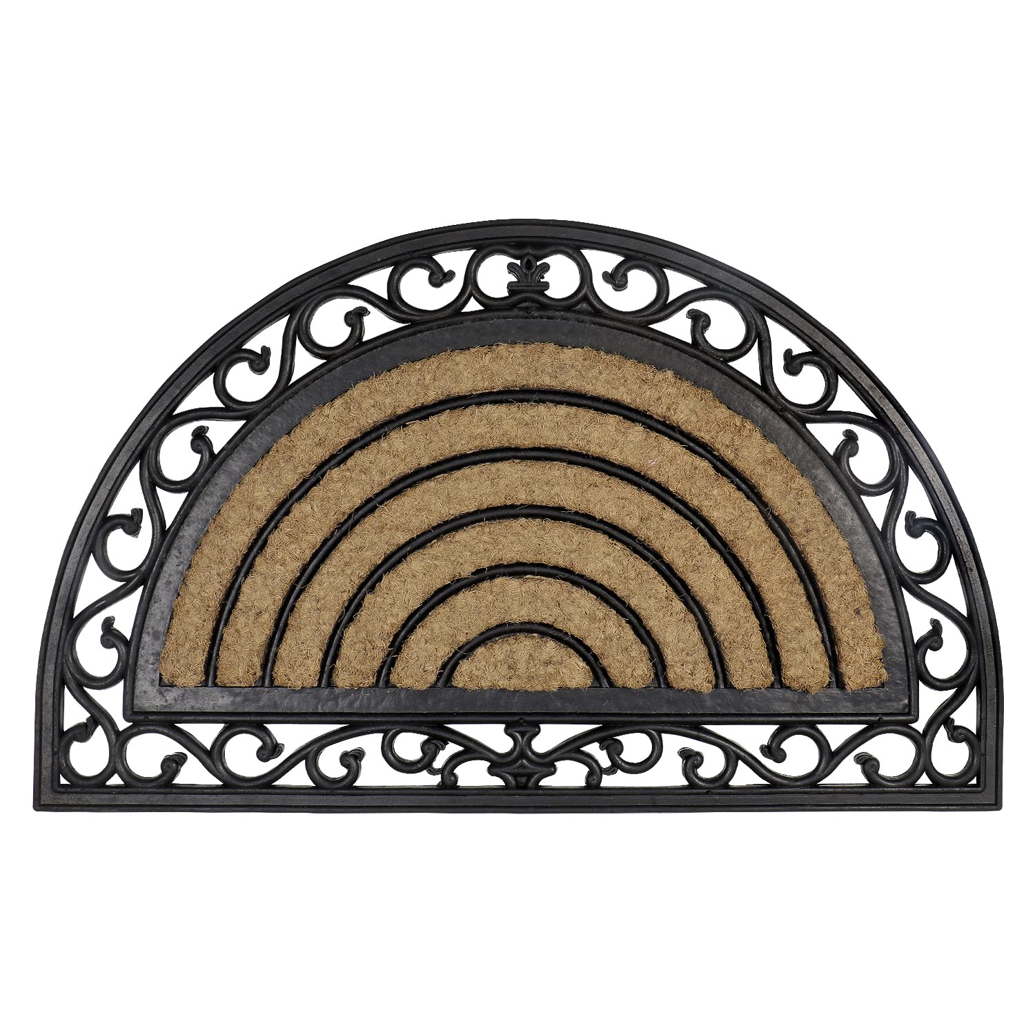 HOKIPO Outdoor Rubber Coir Grill Doormat, Semi-Circle, 45x75 cm (IN-498), Multi