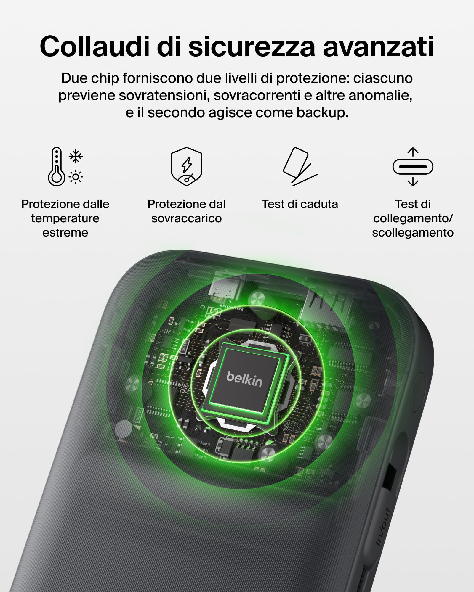 Belkin UltraCharge Pro Power Bank 27000mAh, Caricatore Portatile con Cavo USB C Integrato, USB PD 240W, Power Bank Portatile con Carica Rapida per MacBook Pro, iPhone, iPad Pro, Galaxy, Pixel, Carbone