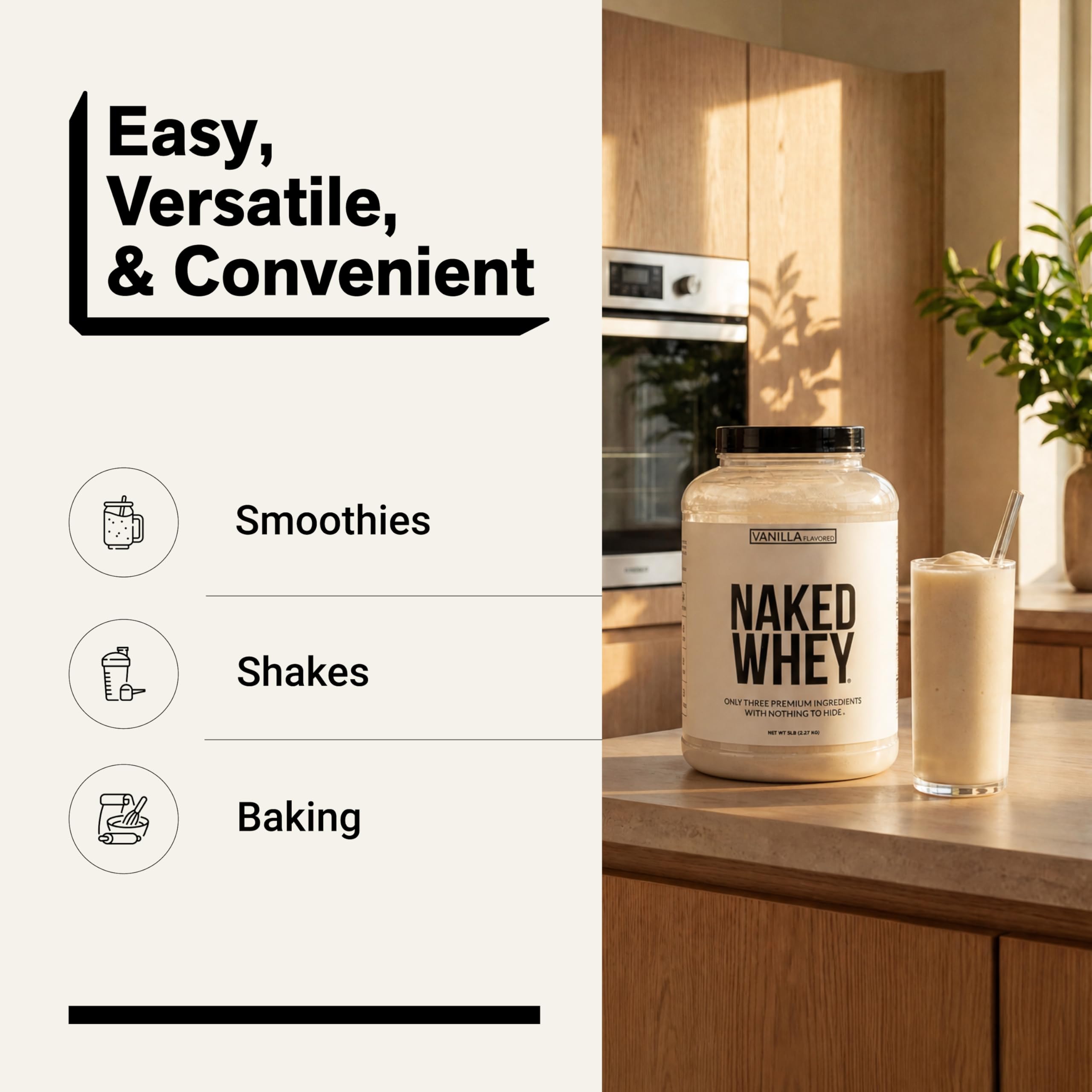 NAKED Vanilla Whey Protein Powder - All Natural Grass Fed Whey Protein Powder, Vanilla Flavor, Organic Coconut Sugar, 5Lb Bulk, NSF Certified, GMO-Free, Soy Free, Gluten Free - 61 Servings — Amazon image 7