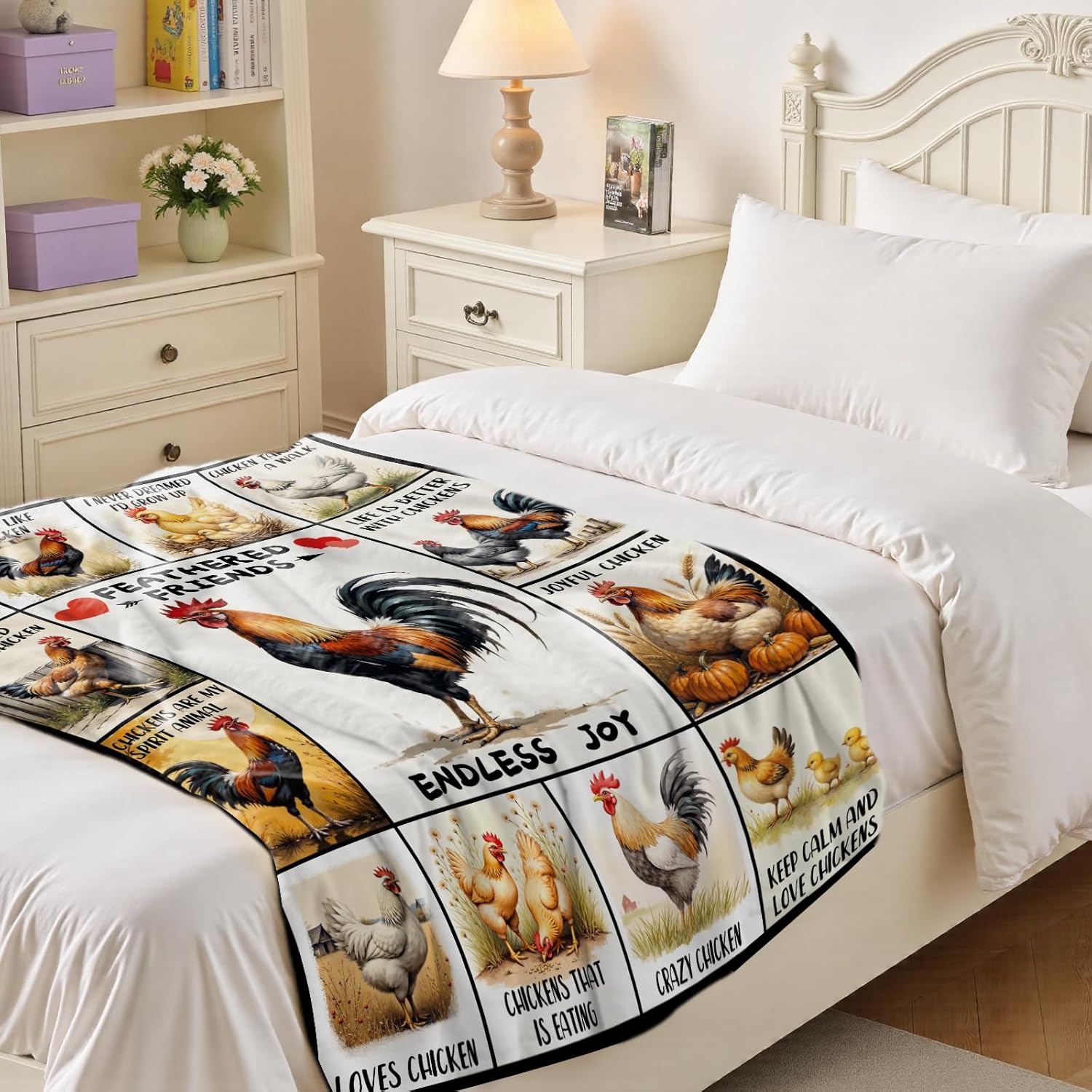 Chicken Blanket 50x60 Cozy Flannel Animal Print Throw Blanket for Thanksgiving Christmas Rustic Warm Lightweight Couch Sofa Bed Throw for Kids Women Men - Image 6