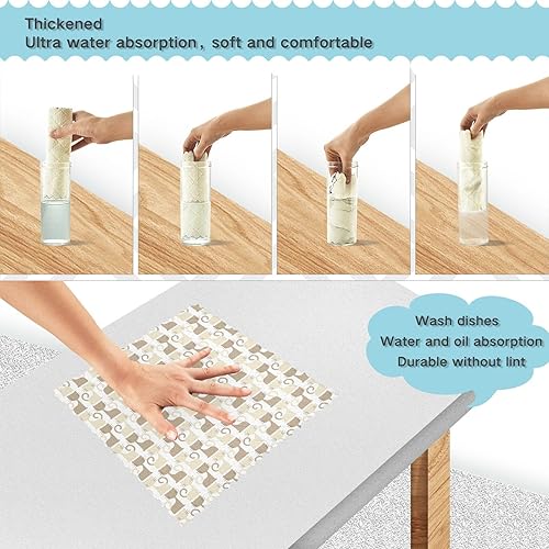 Miniatura 3 de linqin Beighe Brown Cats Cotton Print Kitchen Microfiber Towels Quick Dry Set of 6 Flour Sack Kitchen Towels Reusable for Countertop Oven