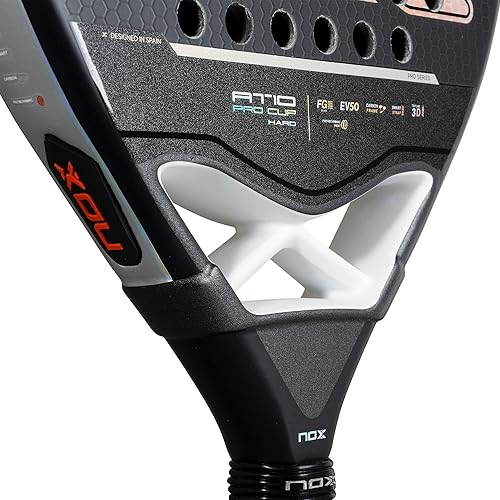 Miniatura 6 de Raqueta de pádel AT10 Pro Cup Hard de Agustin Tapia 2025  Elite Teardrop Pala Padel  Núcleo EV50 y cara plateada de fibra de vidrio  Correa