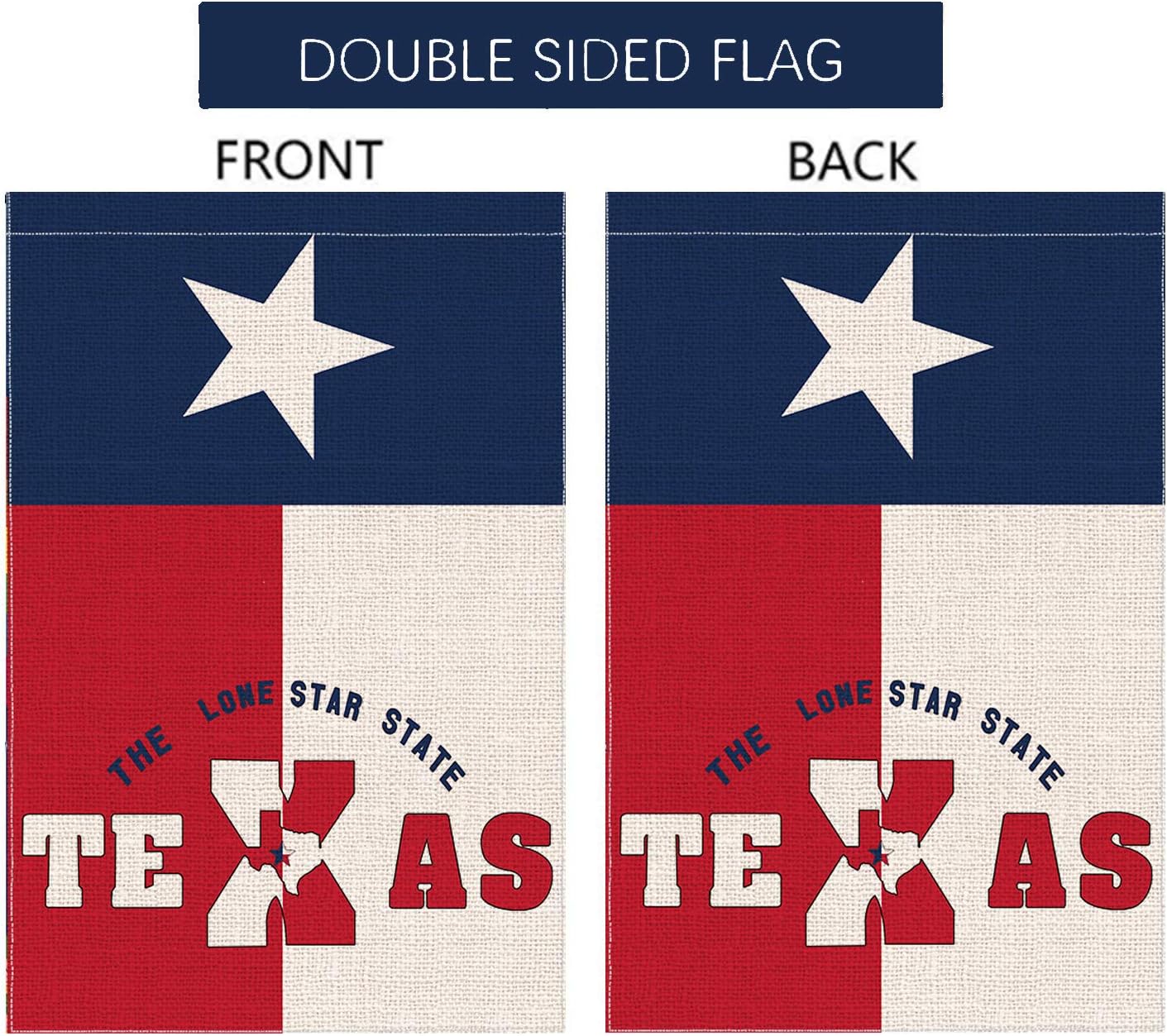 Hexagram Texas State Garden Flag,Burlap Double Sided Yard Flag,Vertiacal Outdoor Texas Decor,Garden Flag 12x18 Prime
