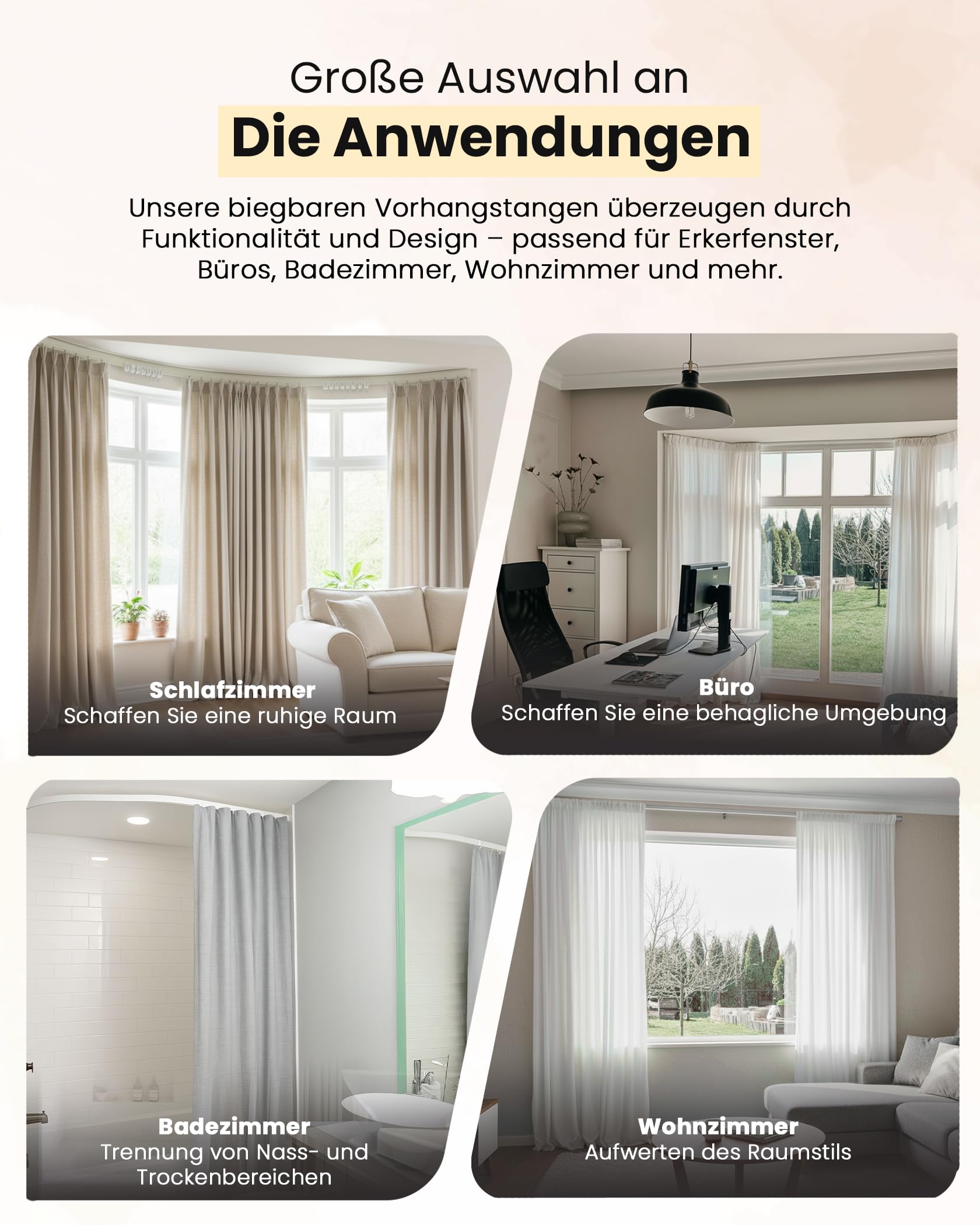 Flexible Vorhangschiene 3m, Biegbare Aluminium Gardinenschienee | Komplettem Zubehör,Wand- und Deckenmontage,Gebogene Schienen für Erker/Zimmer,Aluminium Gardinenschiene Set für Raumteiler