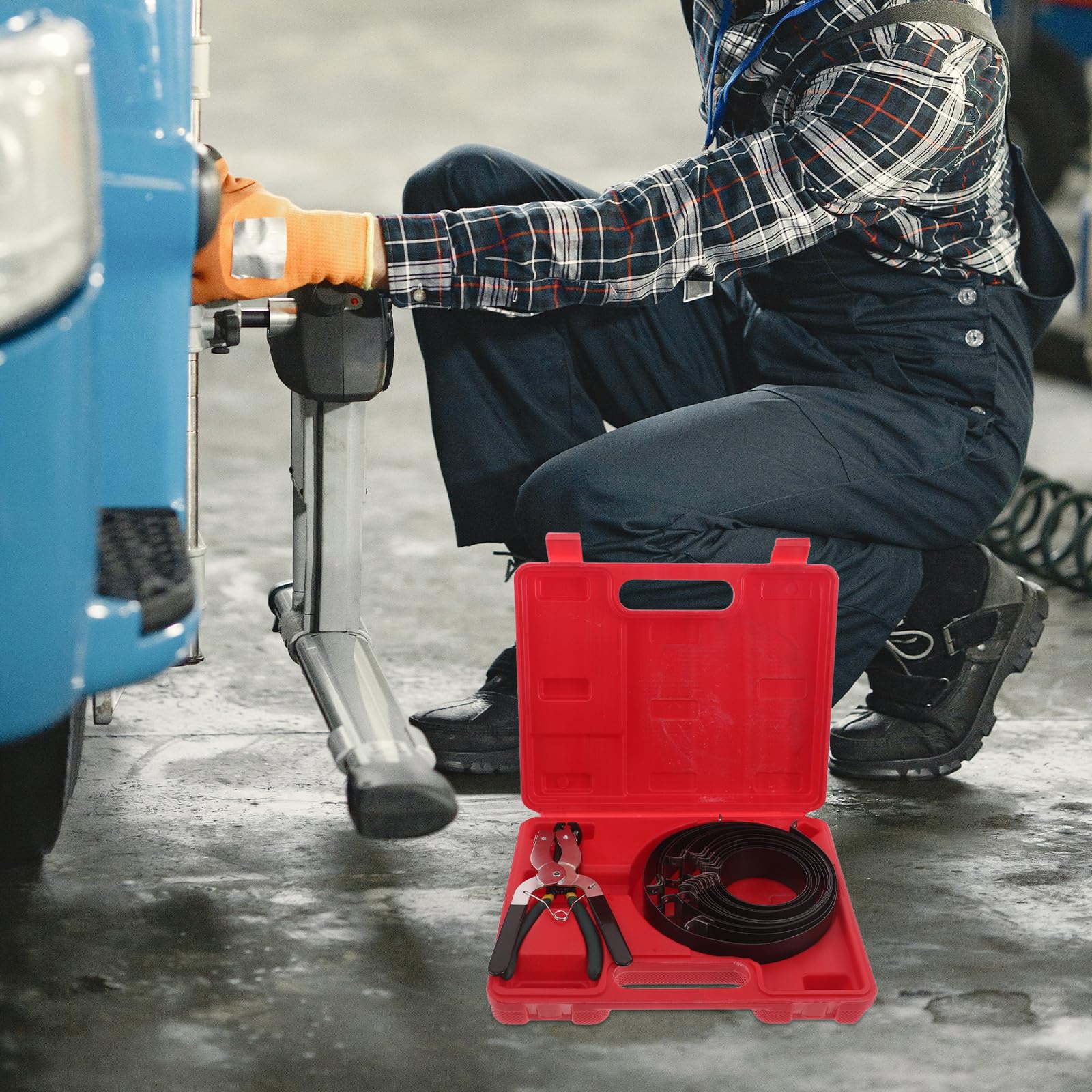 CALLARON Attrezzo per Installazione Fasce Elastiche Pinza per Pistone in Acciaio Portatile e Compatta Riparazione Motore Auto Professionisti