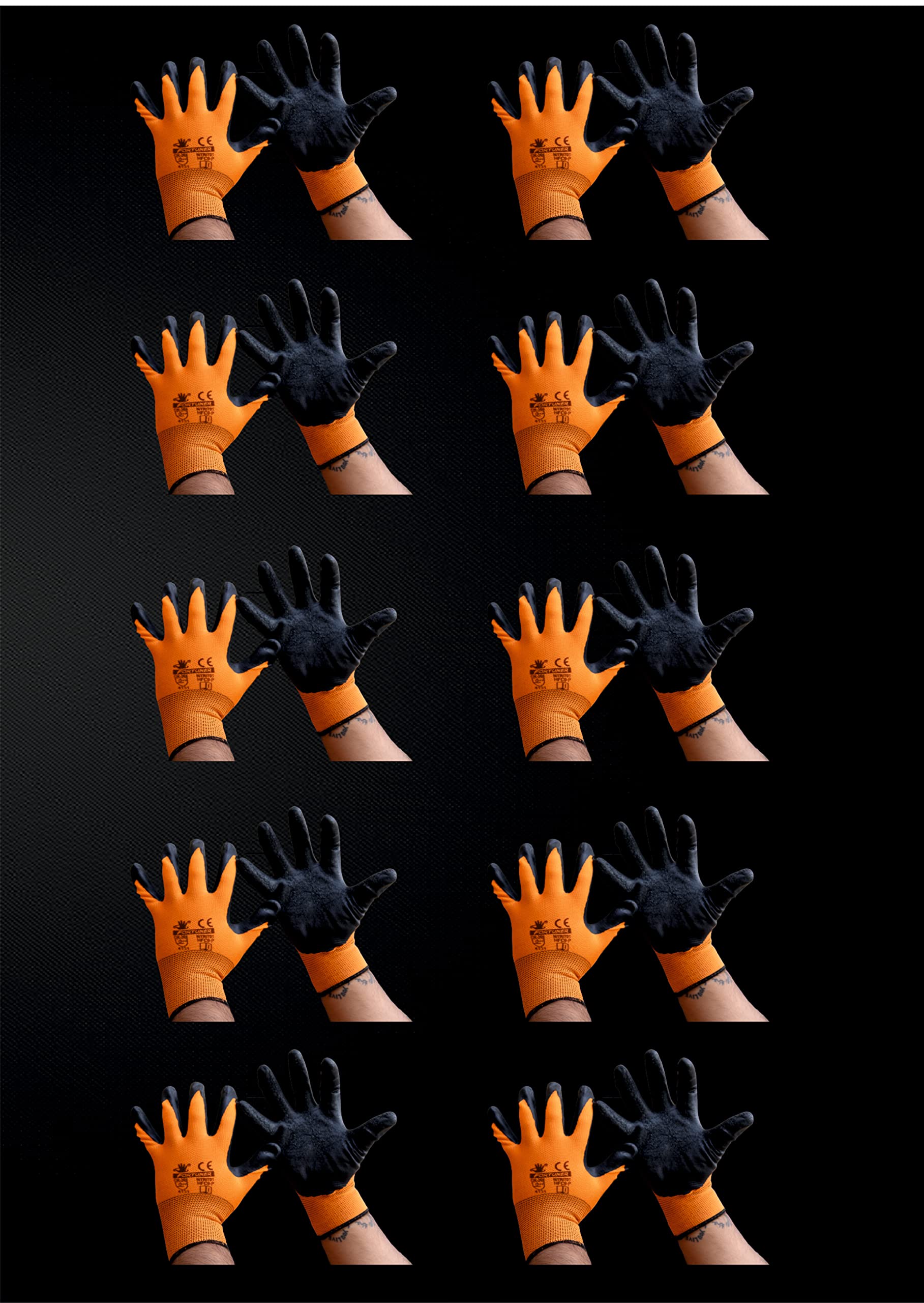 FORTUNER CRINKLE LATEX COATED REUSABLE MULTIPURPOSE GLOVES FOR ||GARDENING || AGRICULTURE || CONSTRUCTION || MECHANICAL WORKS || WOODEN WORK ETC. (ORANGE BLACK) (B0BX9VDG4F) Amazon Price History, Amazon Price Tracker