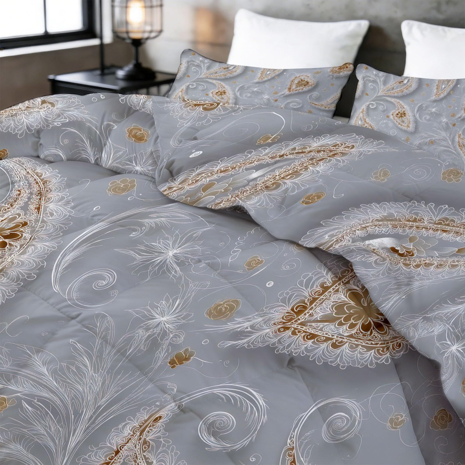 Trapunta Copriletto 150x200 cm Motivo paisley astratto Trapuntino 4 Stagioni Stampa 3D, Trapunta Inverno Estivo, Trapuntato Coperta Letto per Adulti Bambini