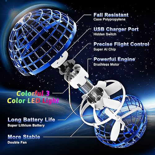 Miniatura 2 de semai 2023 - Pelota de orbe volador, globo cósmico Boomerang volador, bola giratoria galáctica, mini drones de mano, juguetes geniales, regalo