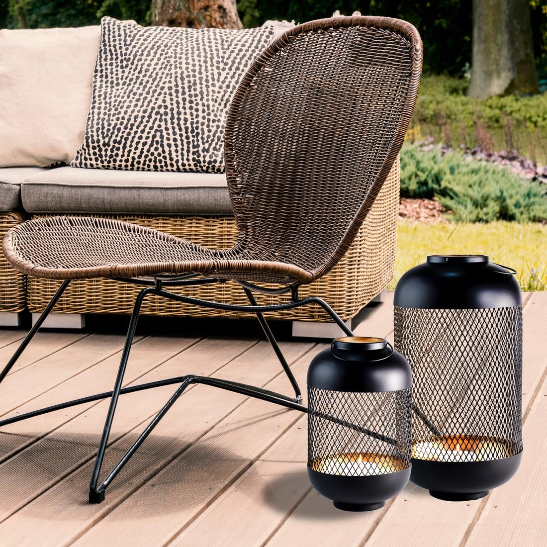 2er Set Moderne Gartenlaterne Asbirg edel aus Metall in Schwarz 47 cm