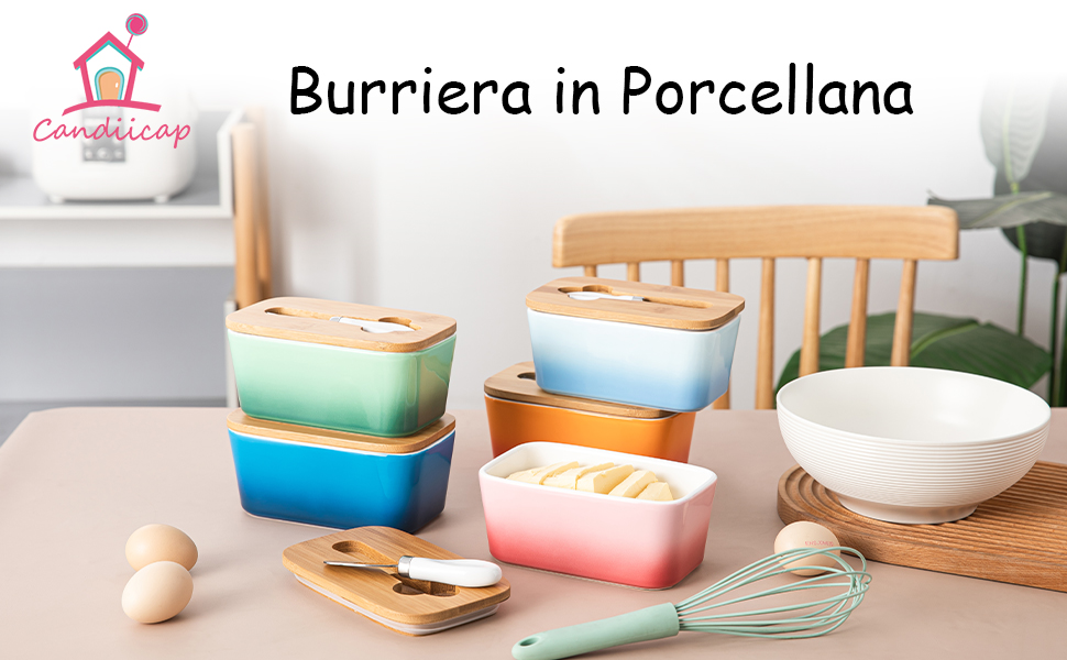Portaburro In Ceramica Con Coperchio In Legno – Contenitore Ermetico Per Burro, Formaggio O Spezie