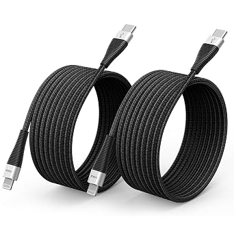 ohbox USB C to Lightning Cable [10FT, 2Pack] Long iPhone Charger Braided PD Fast Charging Cord for iPhone 14 13 12 11 8 7 6 6s XR/XS/SE/X, iPad - Black