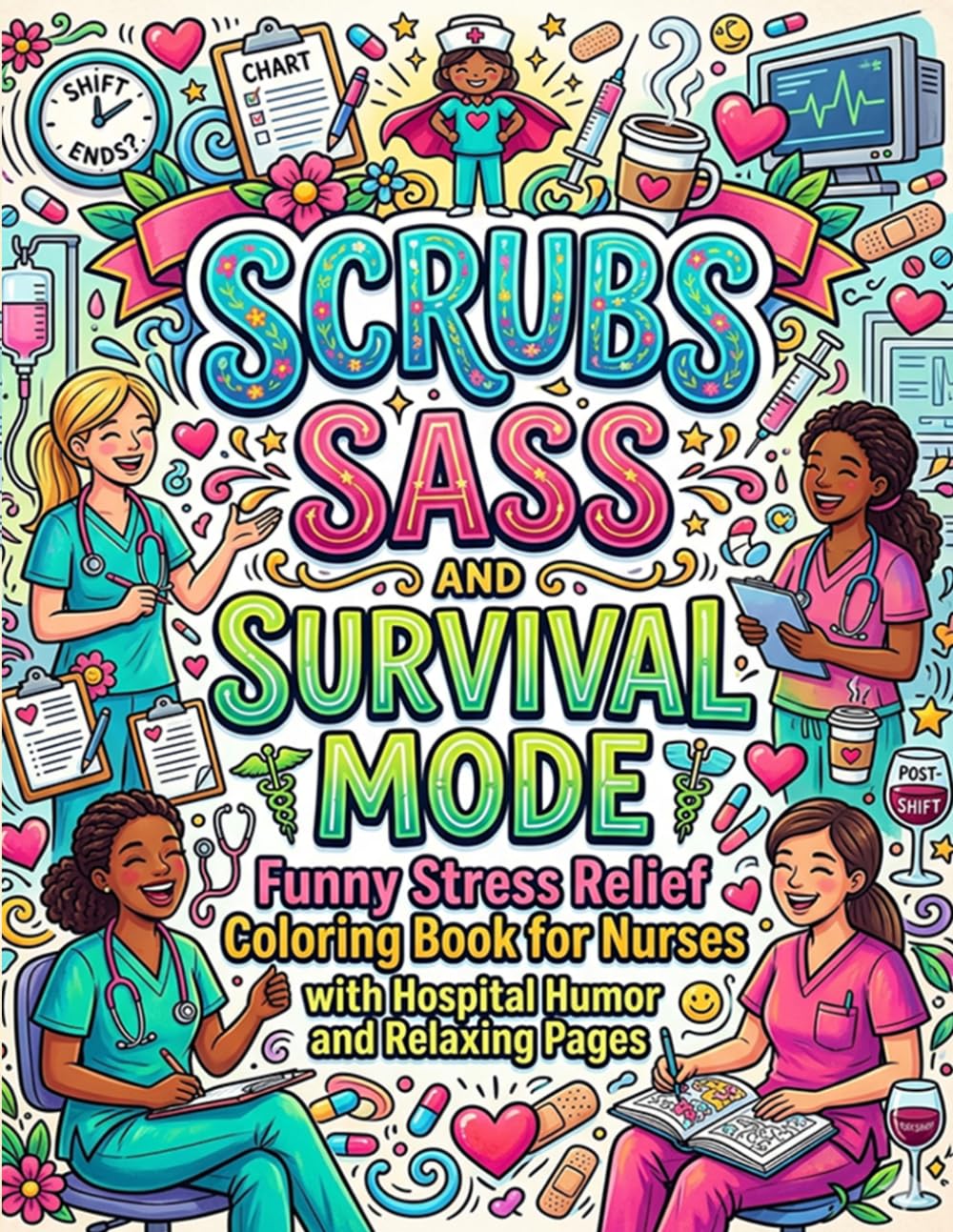 Scrubs Sass and Survival Mode: Funny Stress Relief Coloring Book for Nurses with Hospital Humor and Relaxing Pages