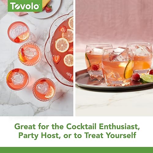 Miniatura 4 de Tovolo Juego de 4 moldes de hielo de celebración Corazón, diamante, rosa, saludos, moldes de hielo de gran tamaño para whisky, bourbon, cócteles y