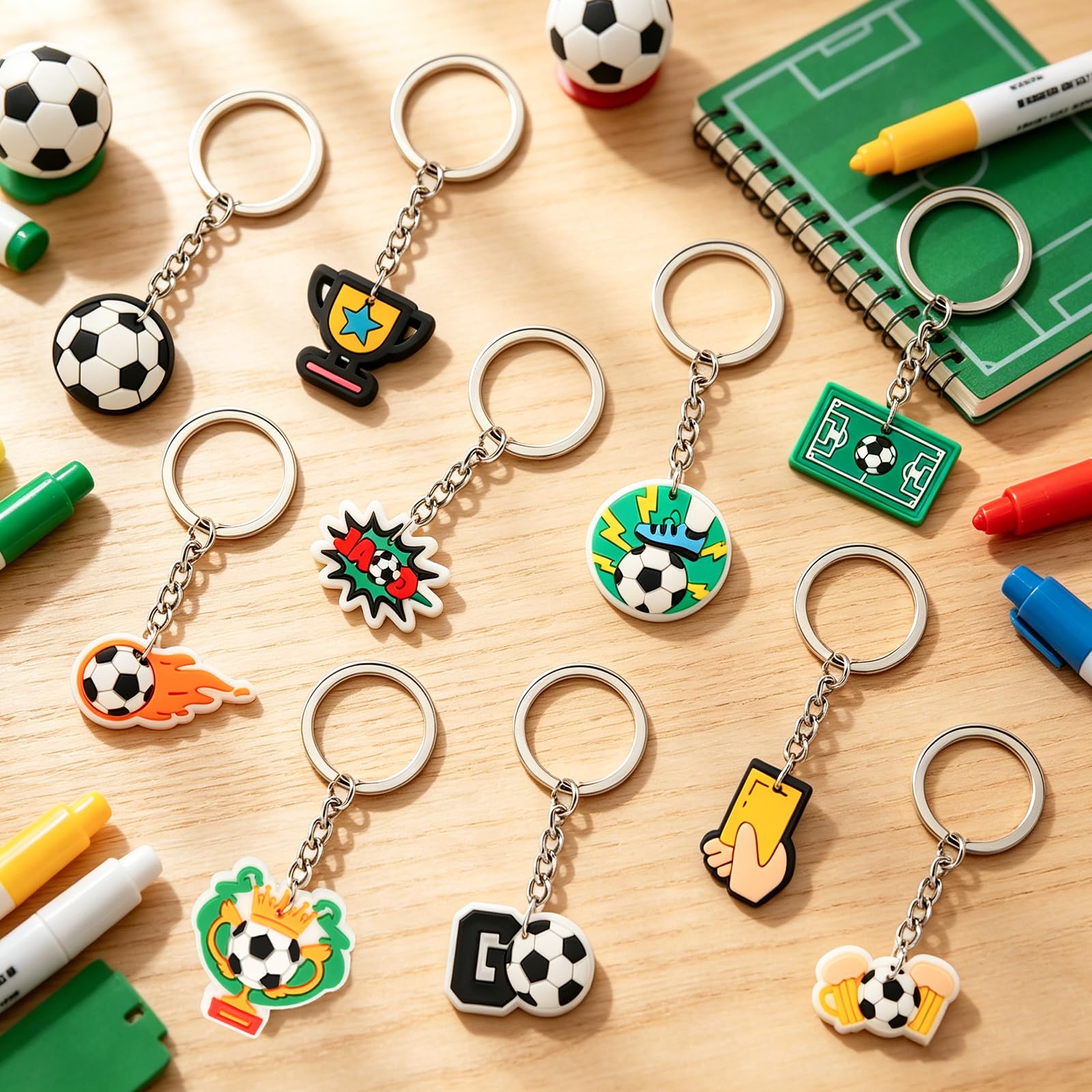 Llavero de Fútbol Mundial 2026, 10 Piezas PVC Copa del Mundo, Llaveros Deportivos Personalizados
