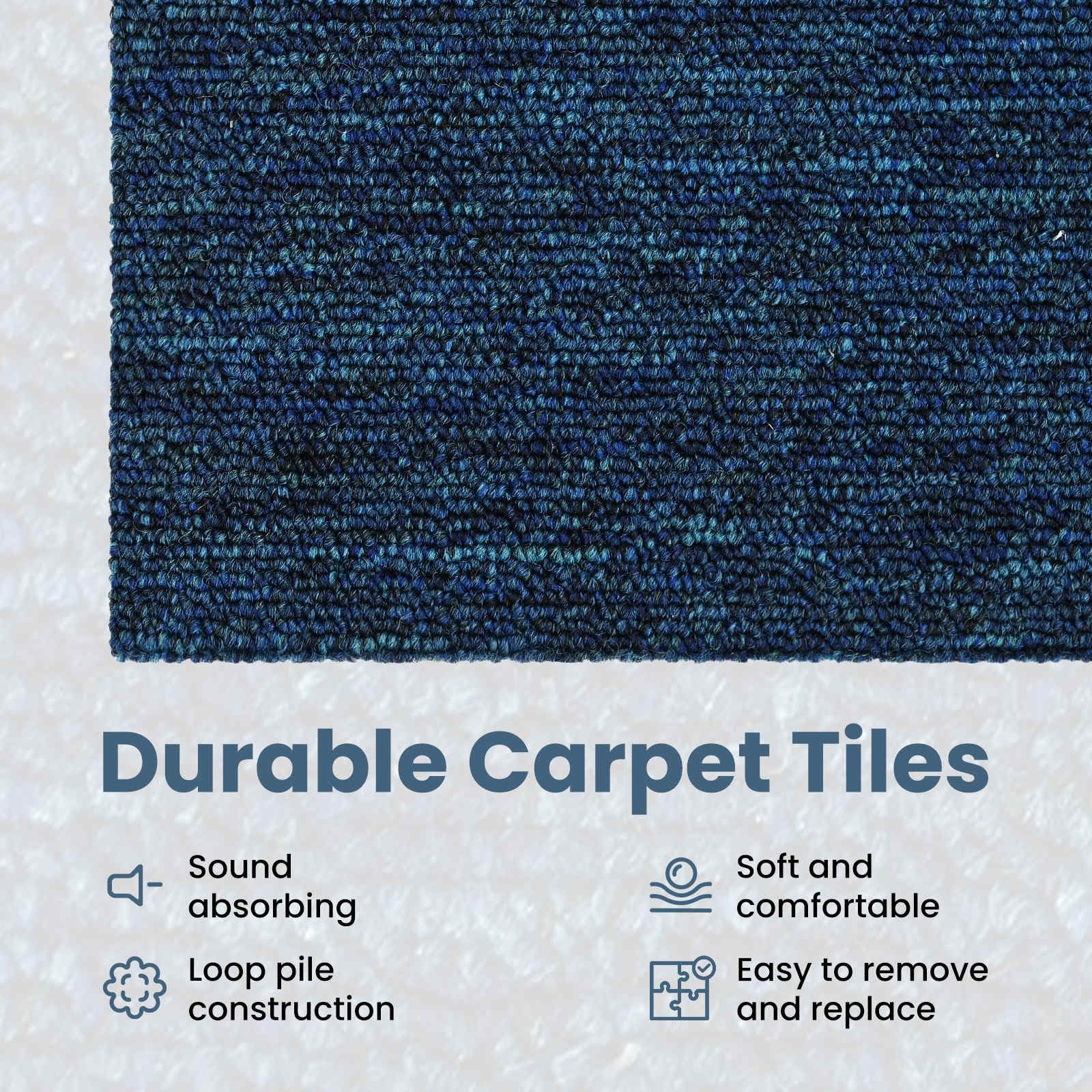 vidaXL Carreau de Tapis Bleu 50 x 50 cm 20 pc PP et Bitume