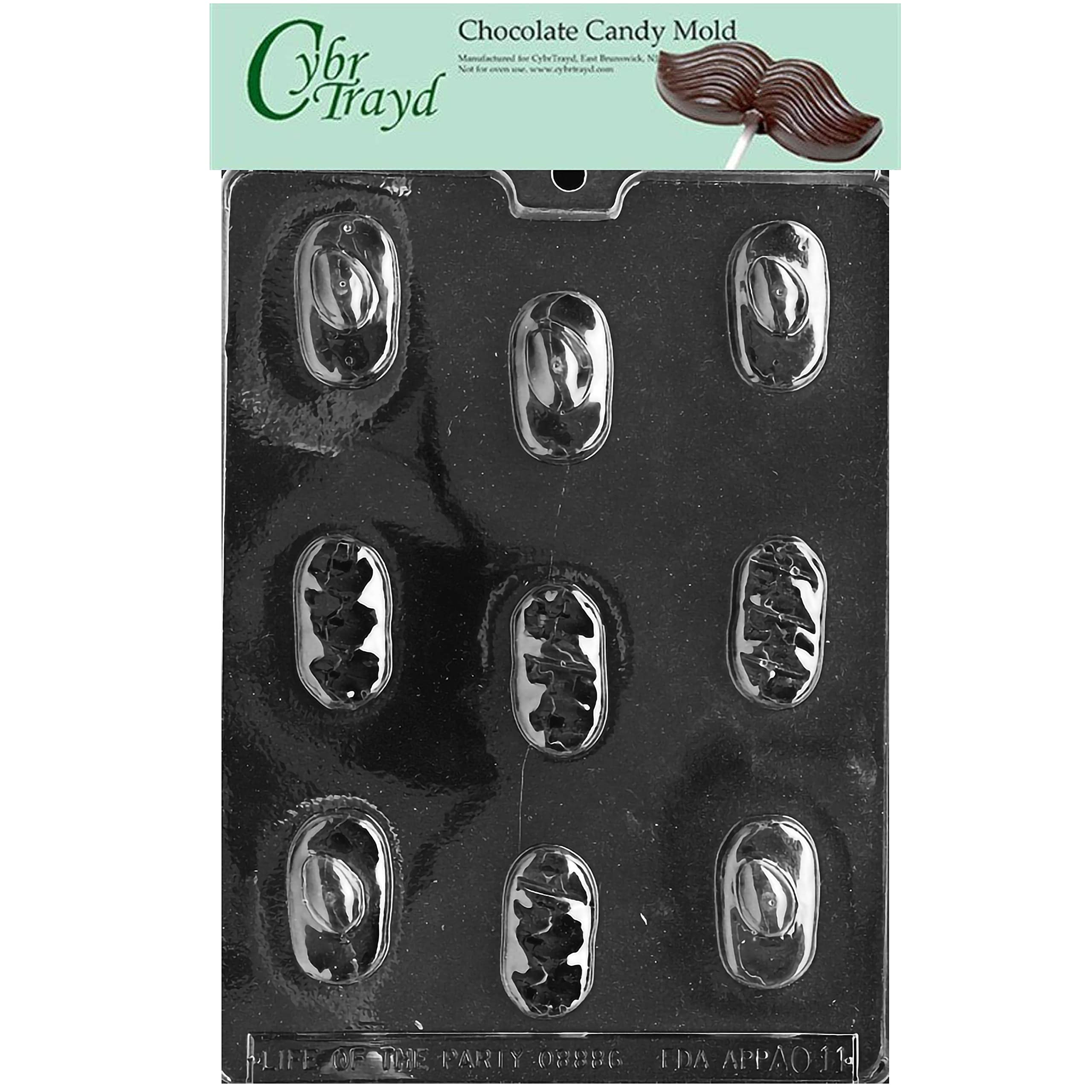 Cybrtrayd - AO011 - Assortiment de montures - Moule à bonbons au chocolat dans un sac en polyéthylène de protection scellé - Imprimé avec des instructions de moulage en cybrtrayd avec copyright