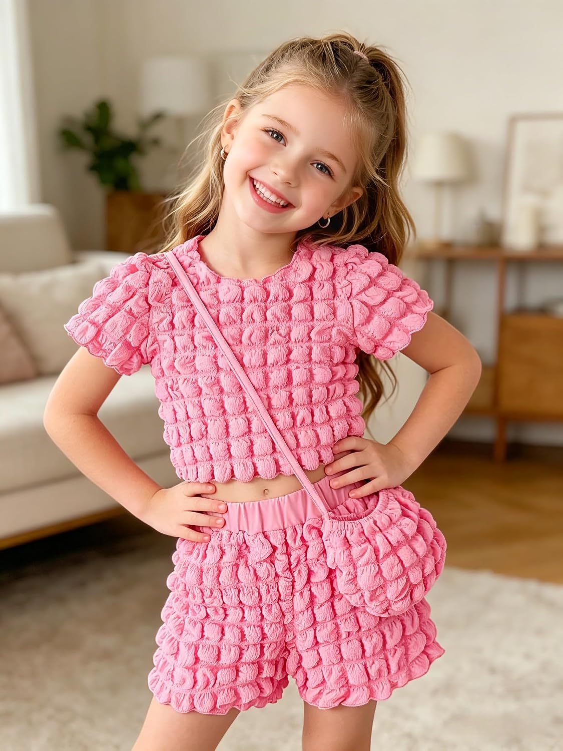 KIDLAGA Toddler Girl Clothes 2PCS Outfits Casual Bow T-Shirt & Floral Shorts Cute Summer Kids Girls' Clothing Sets 5-9Y