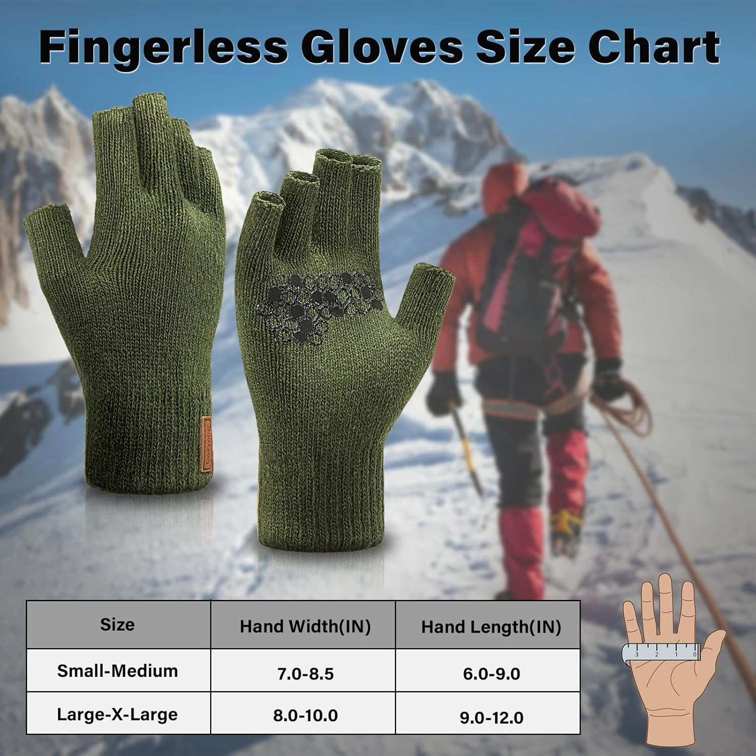 Fullsheild Merino Wool Fingerless Gloves Half Finger Wool Gloves for Men Women Winter Unisex Knit Fingerless Mittens - Image 7