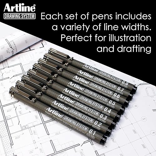 Miniatura 5 de Artline 230 bolígrafos con sistema de dibujo, bolígrafos de dibujo técnico para dibujo, ilustración y diseño gráfico, caja fuerte con certificación