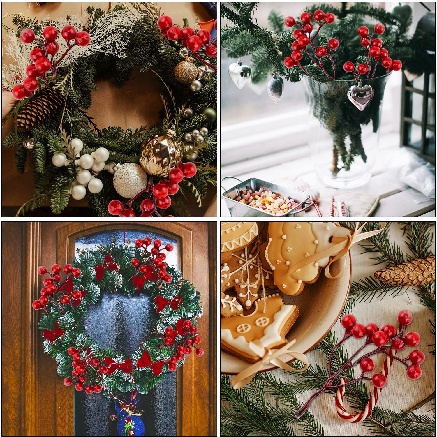 Natale Decorazioni Bacche Artificiali Ghirlanda Bacche Rosse Natalizie Decorazione 20 Pezzi Agrifoglio Artificiale Rami di Bacche Rosse Natale Decorazioni per Albero di Natale Ghirlanda (200 Bacche)