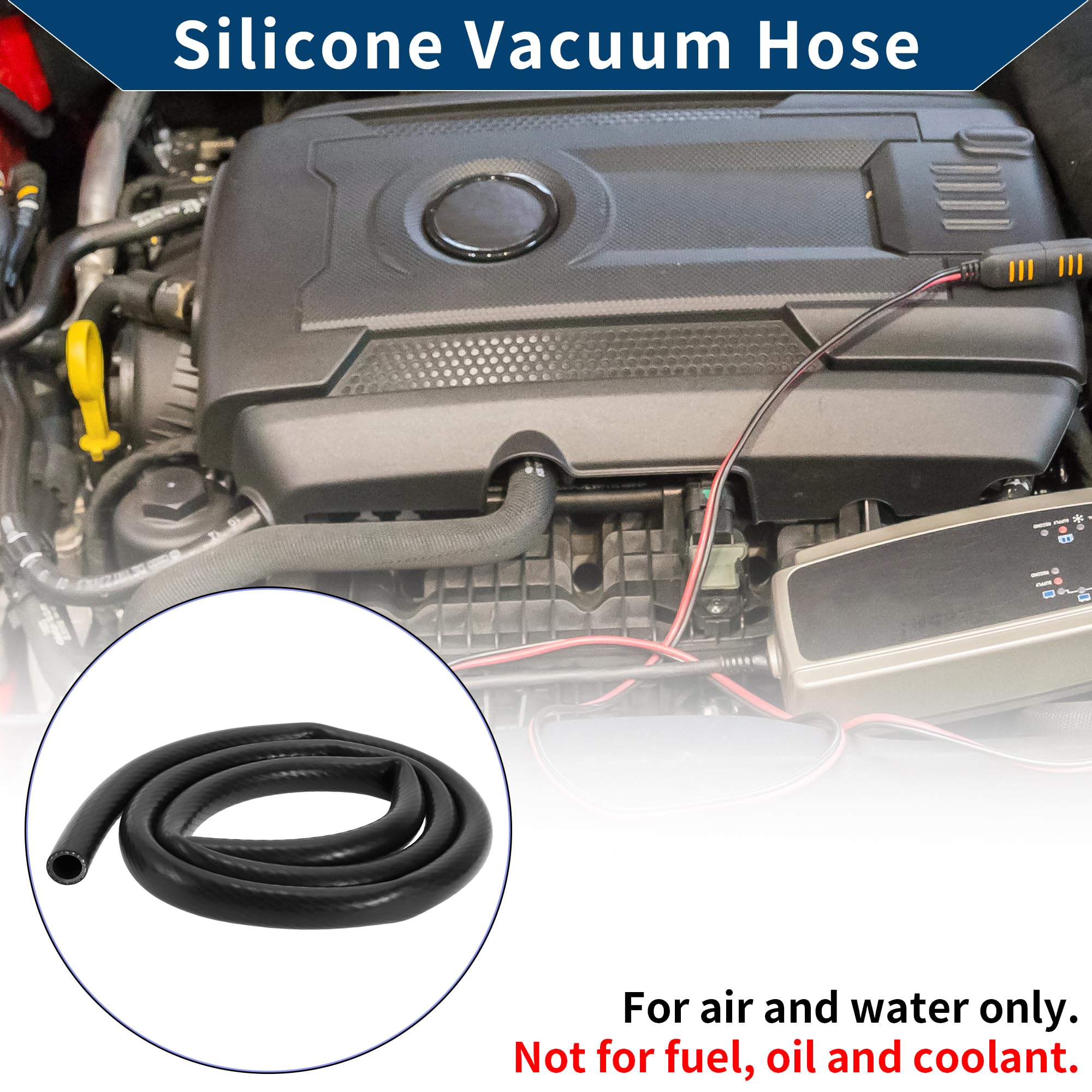 Tubo in Silicone per Aspirazione Automobilistica Linea di Aspirazione ad Alta Temperatura 4.9Ft 9/16" 14mm ID 3mm Spessore 1 Pezzo Nero 130PSI Pressione Massima