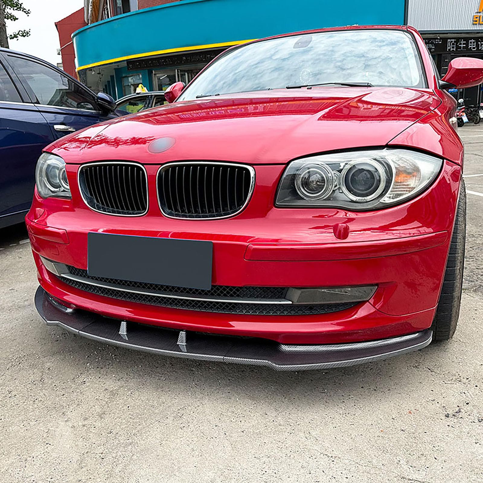 Kompatybilny z BMW serii 1 E81 E82 E87 E88 LCI 2008-2011 Standard Edition, przedni spojler, zestaw do stylizacji samochodu, akcesoria zewnętrzne, wygląd włókna węglowego