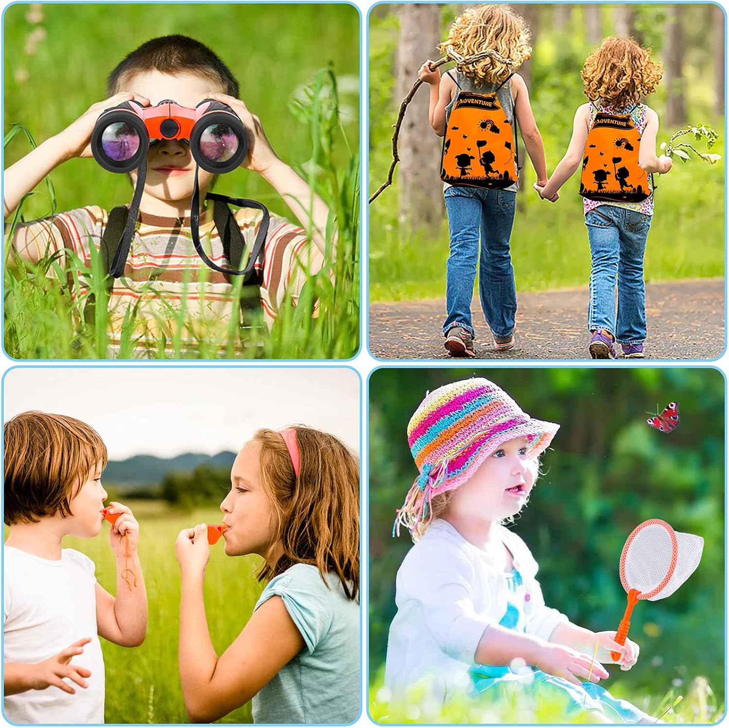Tepsmigo Kids Explorer Kit & Bug Catcher Kit, 18 Pcs Outdoor Adventure Set with Binoculars, Safari & Vest Hat, Butterfly Net, Compass, Magnifying Glass, Whistle, Guide, Camping Bag Toy for Boys Girls : Toys & Games