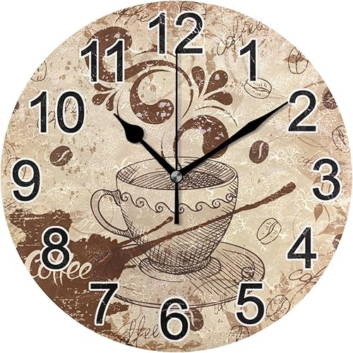 Vista 66 de Reloj de pared de hojas de eucalipto verde, reloj de cocina silencioso sin tictac, reloj decorativo grande de 25 cm, funciona con batería, para B442