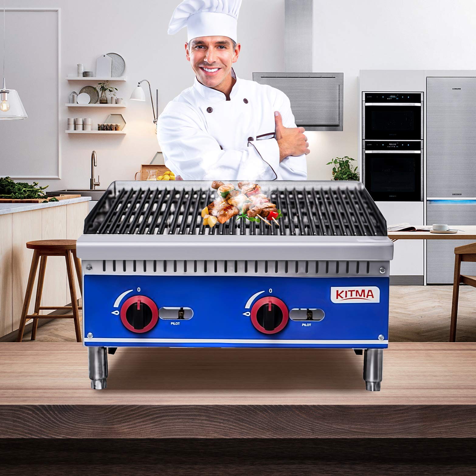 Commercial Countertop Charbroiler Kitma 24 Lava Rock Charbroiler - Main Image