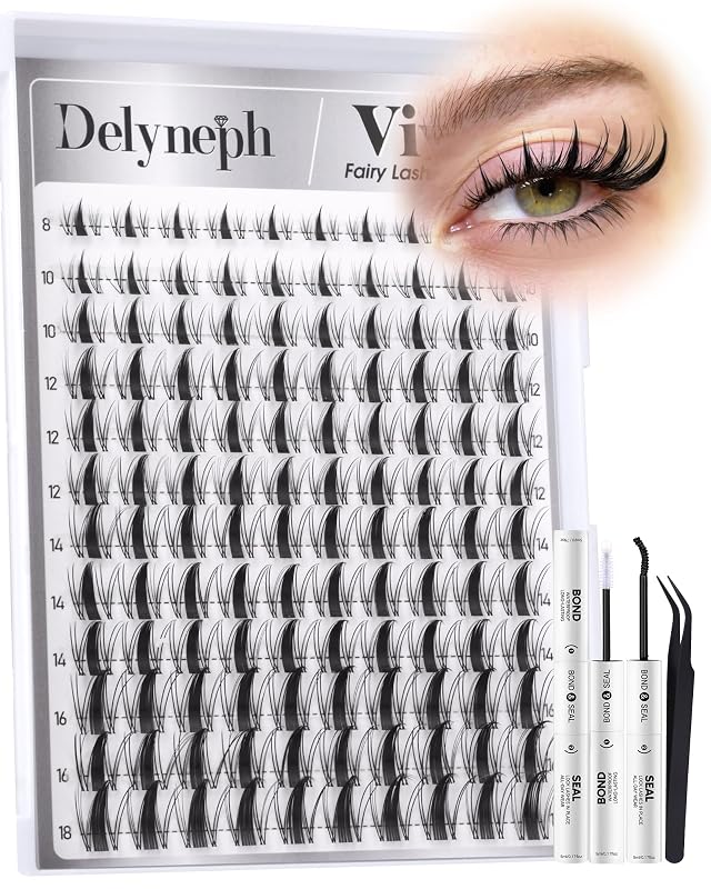 Kit de cílios postiços em clusters Fairy Manga Delyneph com pontas, comprimentos de 8 a 18 mm
