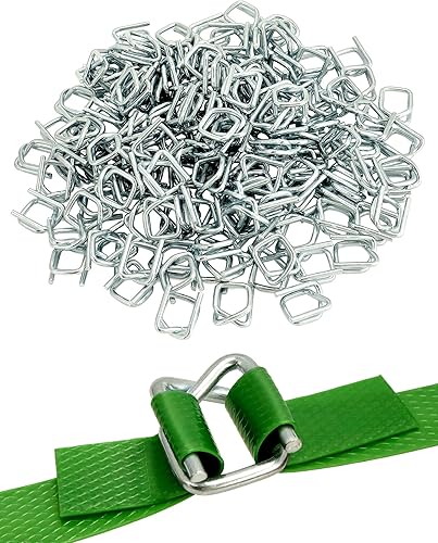 QWORK Paquete de 50 hebillas de alambre de metal, 34 pulgadas de ancho, plata, para flejes de polipropileno