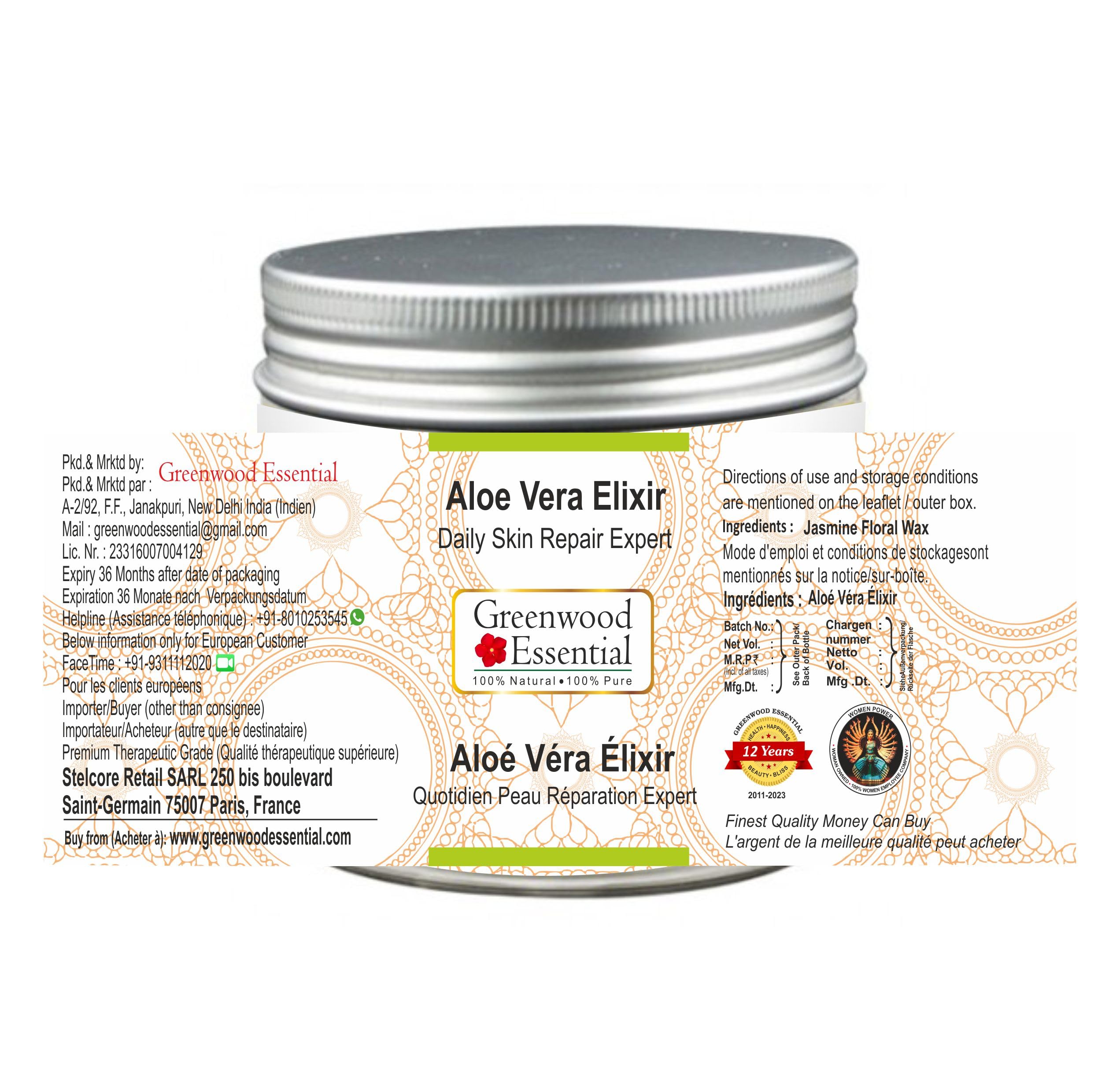 Greenwood Essential Pure Aloe Vera Elixir (Gel) Daily Skin Repair Expert Therapeutic Grade 100gm - Image 2
