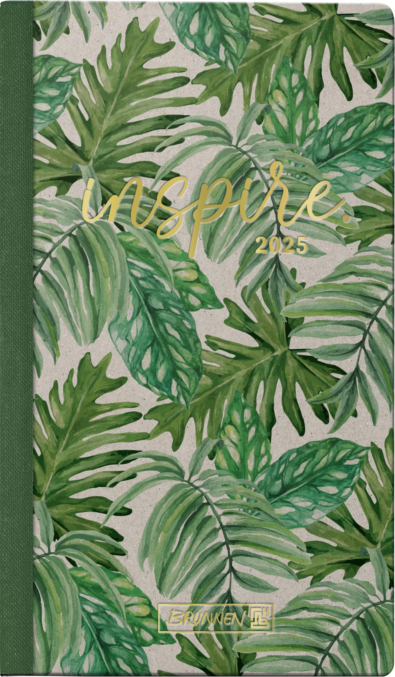 BRUNNEN Pocket Diary Model 756 (2025) "inspire", 2 Pages = 1 Week, A6, 144 Pages, Graphic Cover, Green