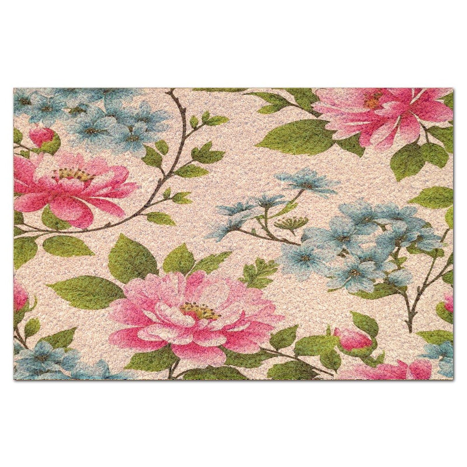 Paillasson coco Chinoiserie 40x60 cm avec envers robuste pour porte d'entrée