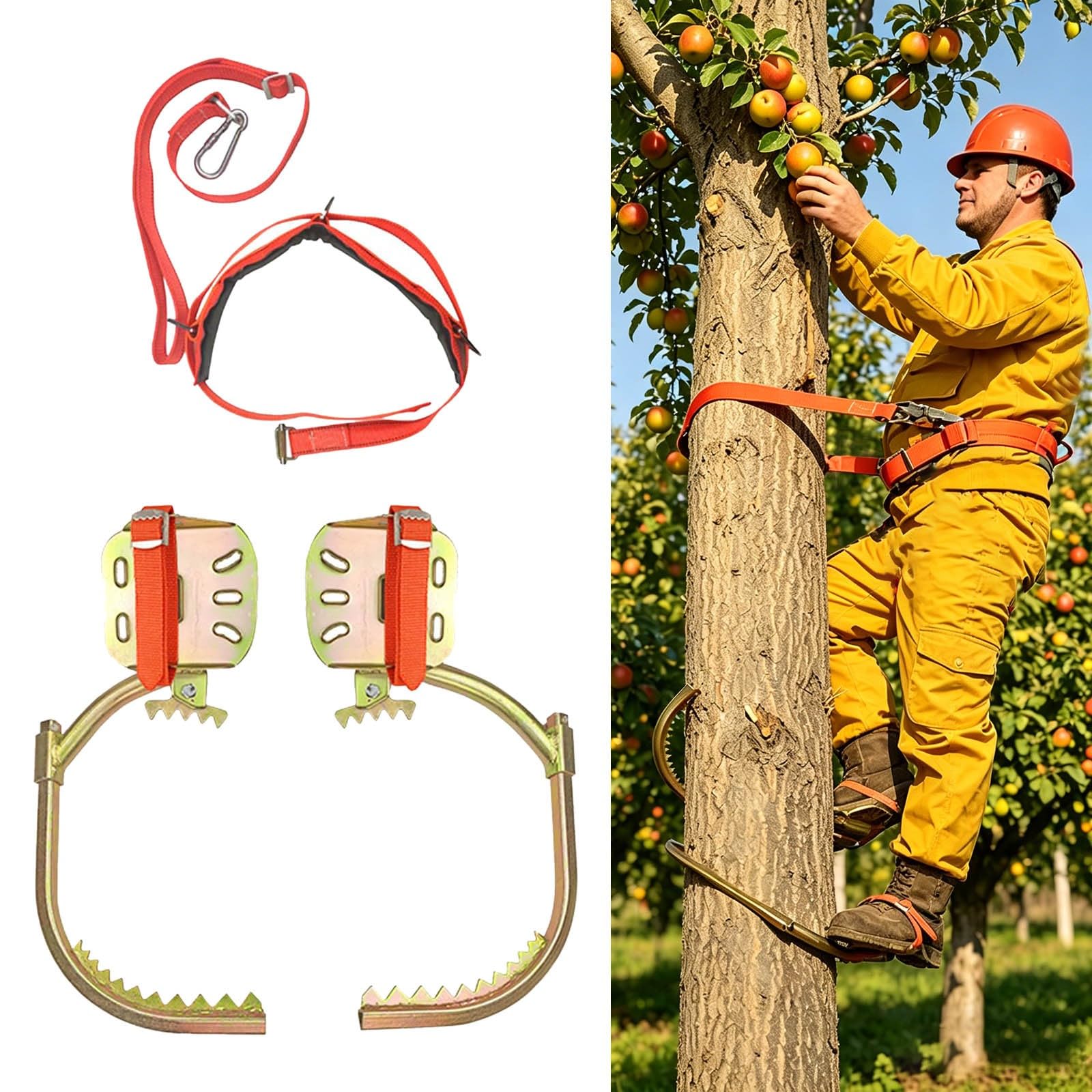 2026 Attrezzatura da arrampicata professionale per elettricisti Decespugliatore Scarpe da arrampicata regolabili Attrezzature di sicurezza antiscivolo ad alta resistenza (oro, 20 cm)