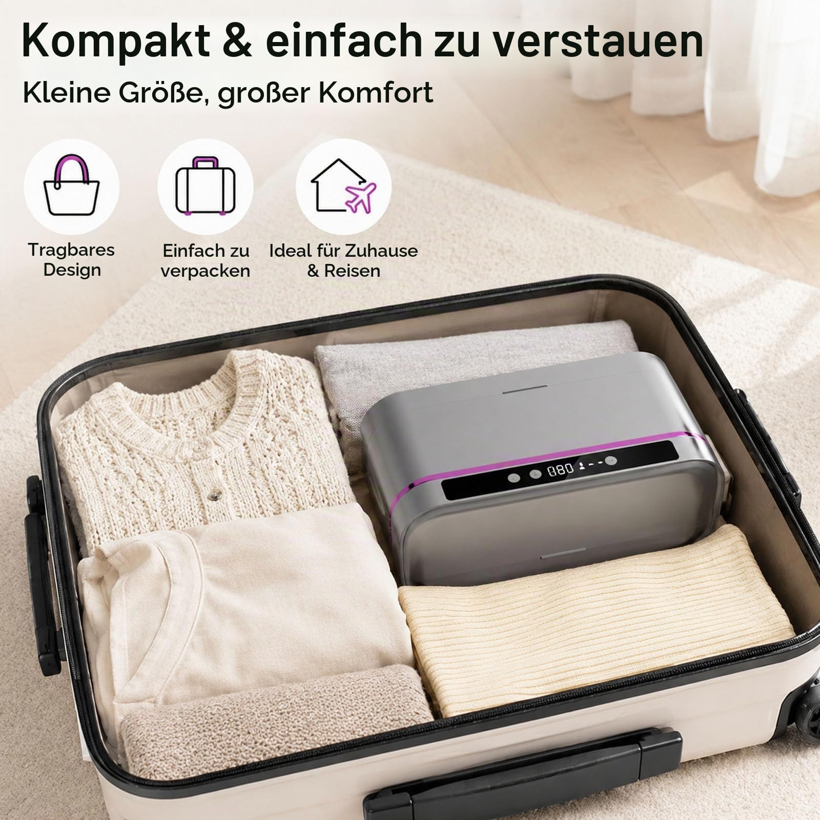Ferngesteuerter Mini Trockner,Trockner Klein | Trocknet Kleidung, Schuhe Und Bettdecken In Einem,2 Temperaturstufen Und 8 Zeitstufen,Ideal Für Reisen Sowie Den Hausgebrauch
