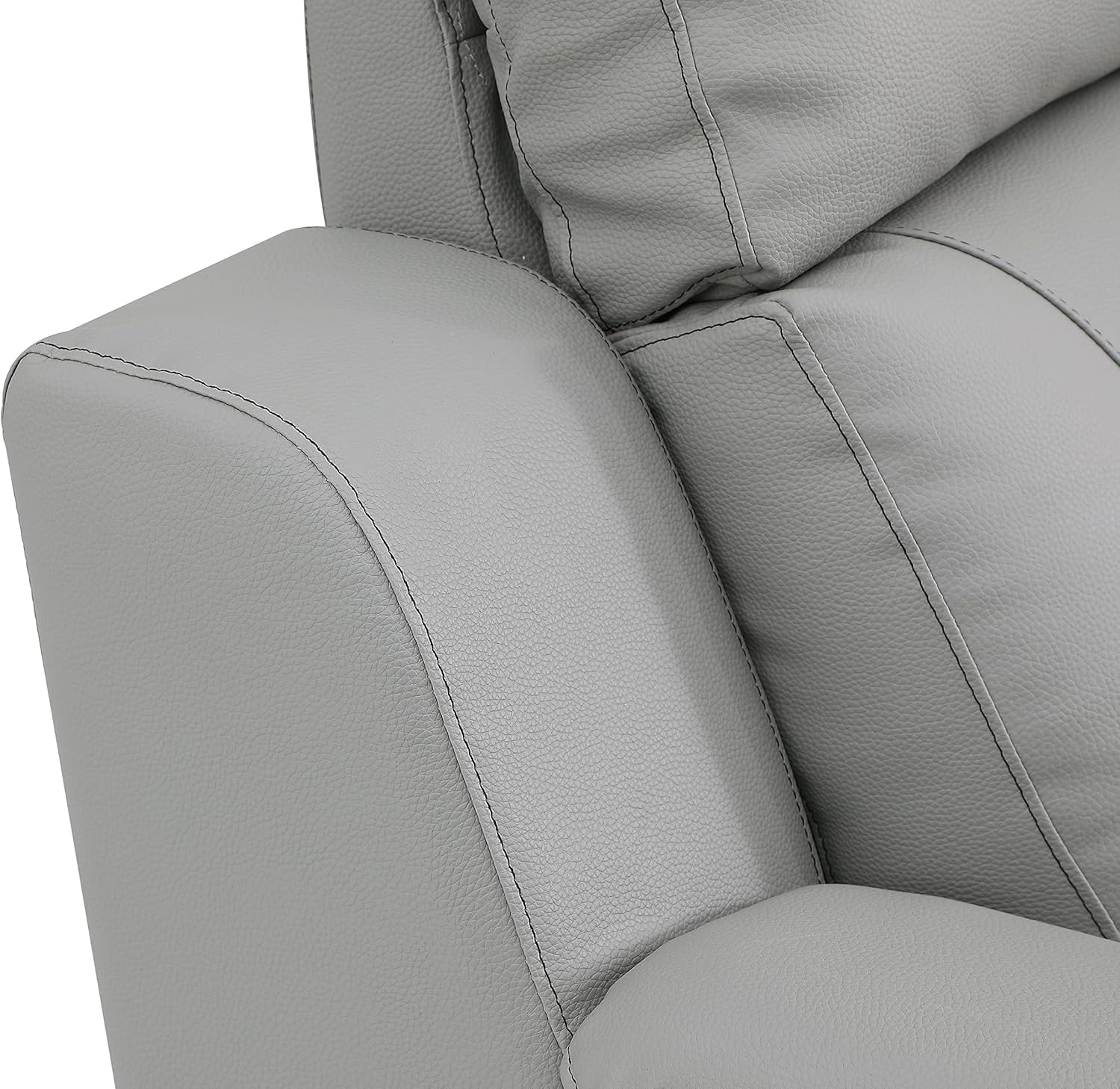 Blackjack Furniture Walker Leather Match Upholstered Reclining Living Room Loveseat, Gray