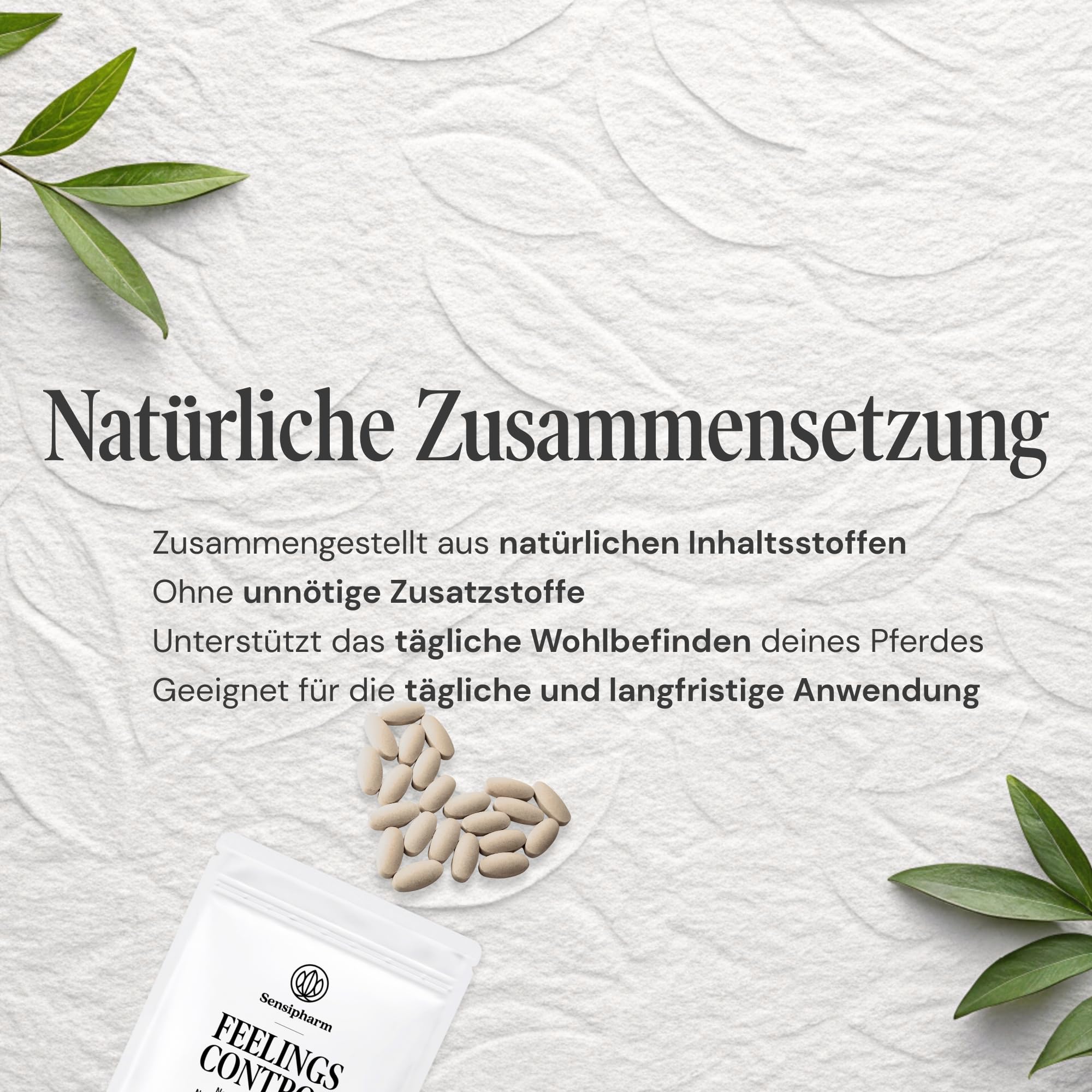 Feelings Control Pferd - Beruhigungsmittel für Pferde bei Angst, Stress & Unruhe - natürliches Anti-Stress Ergänzungsfutter bei Reisen, Training & Turnieren - 180 Tabletten à 1000 mg