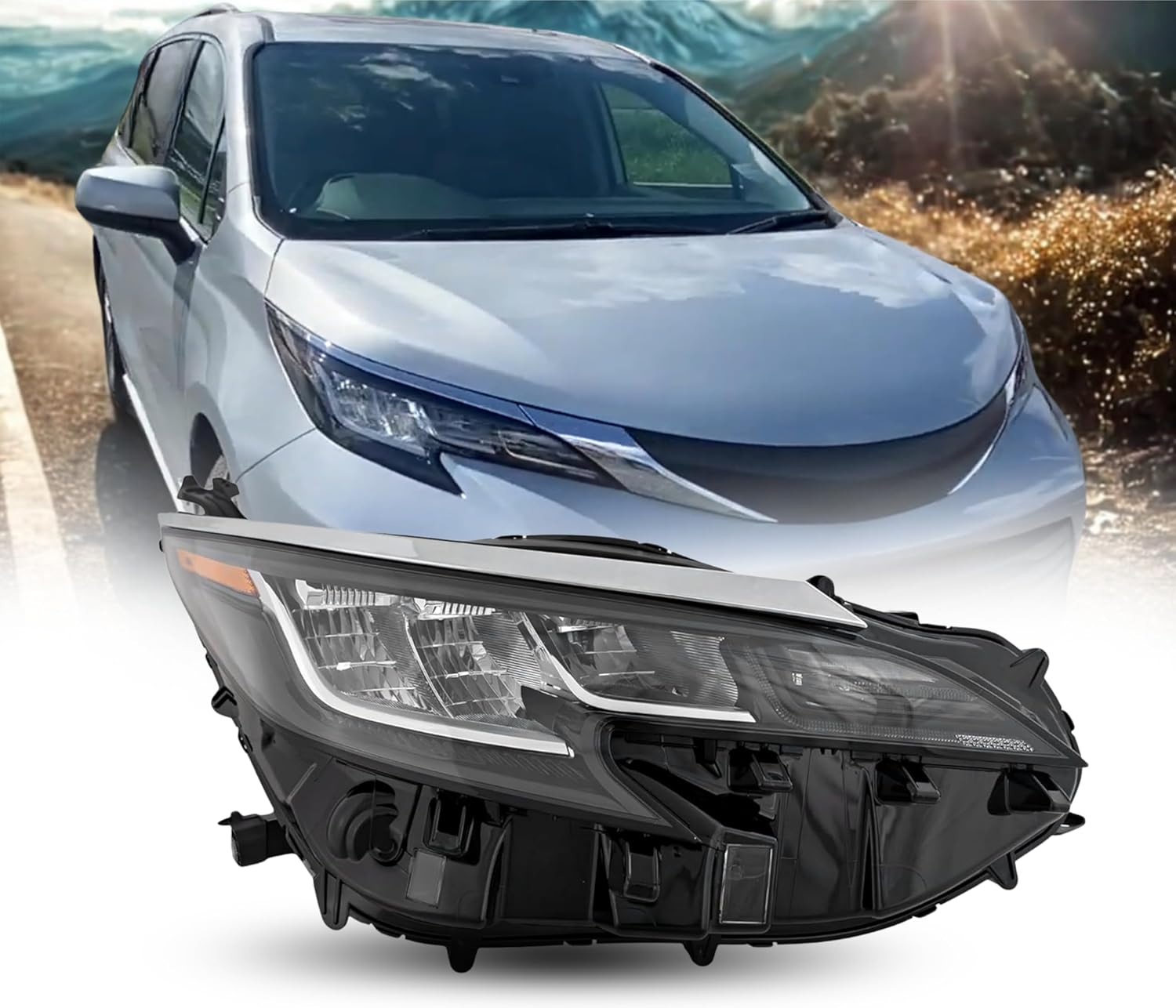 Replacement For Toyota Sienna 2021 2022 2023 Headlight LE/XLE Full LED with Bulb Toyota Sienna Headlamp Right/Passenger Side TO2503306, 81110-08100