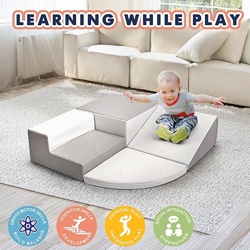 Miniatura 7 de Juego grande de 4 piezas de juguetes de escalada para niños pequeños de 1 a 3 años, bloques de escalada de espuma para bebés, juguetes de escalada