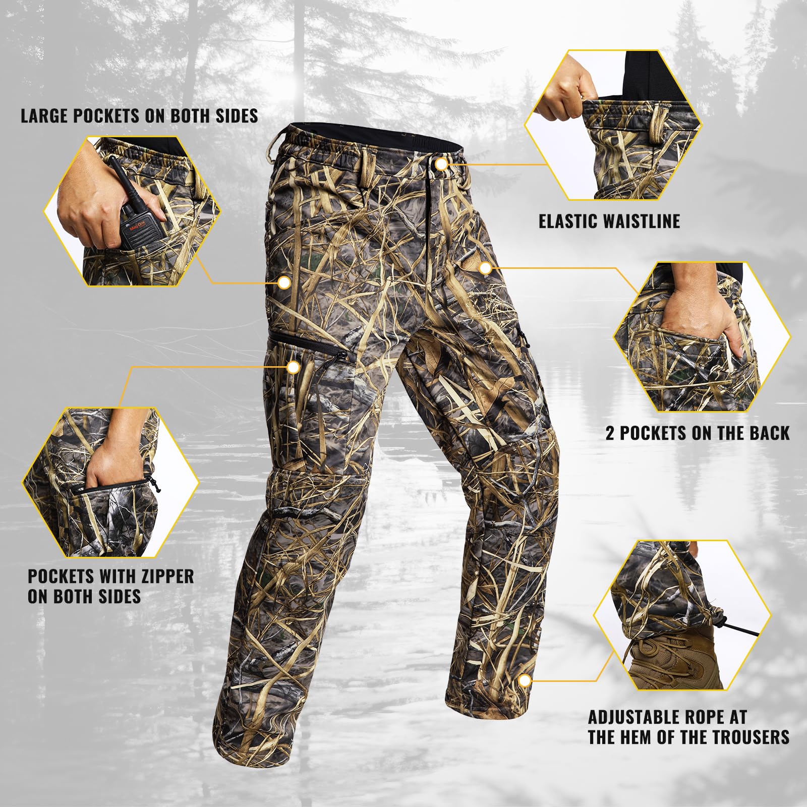 Tuta da caccia silenziosa mimetica Softshell abbigliamento abbigliamento abbigliamento felpa con cappuccio giacca pantaloni per uomo