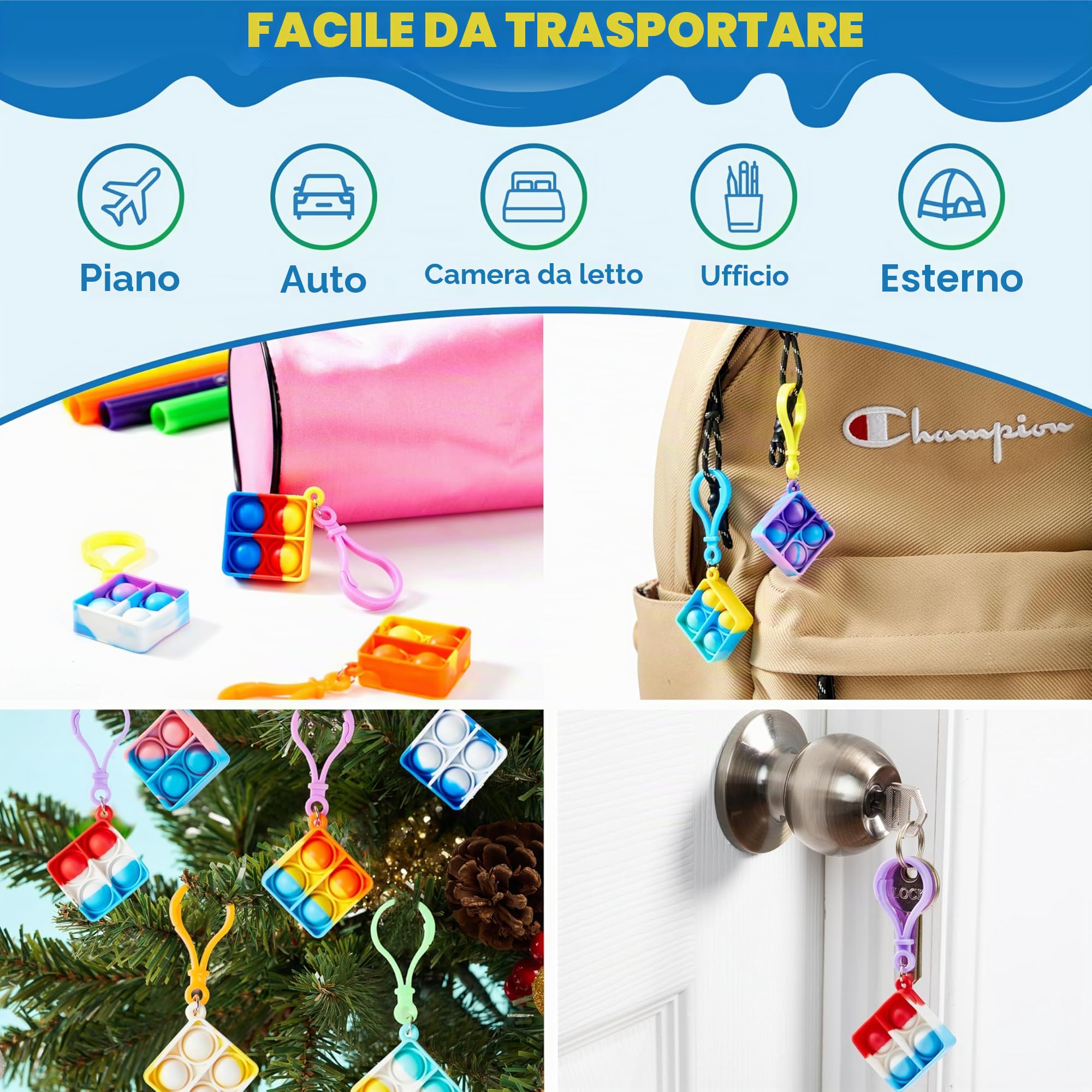 JOYIN portachiavi pop, mini fidget toys, confezione sfusa da 30 pezzi, bomboniere per bambini di età compresa tra 4 e 8 anni, 8 e 12 anni, gadget da riempire per i premi in classe
