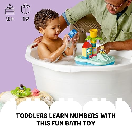 Miniatura 2 de LEGO DUPLO Town Water Park 10989 Juego educativo de juguete de baño para niños de 2 años en adelante, cuenta con un anillo de tortuga flotante y un